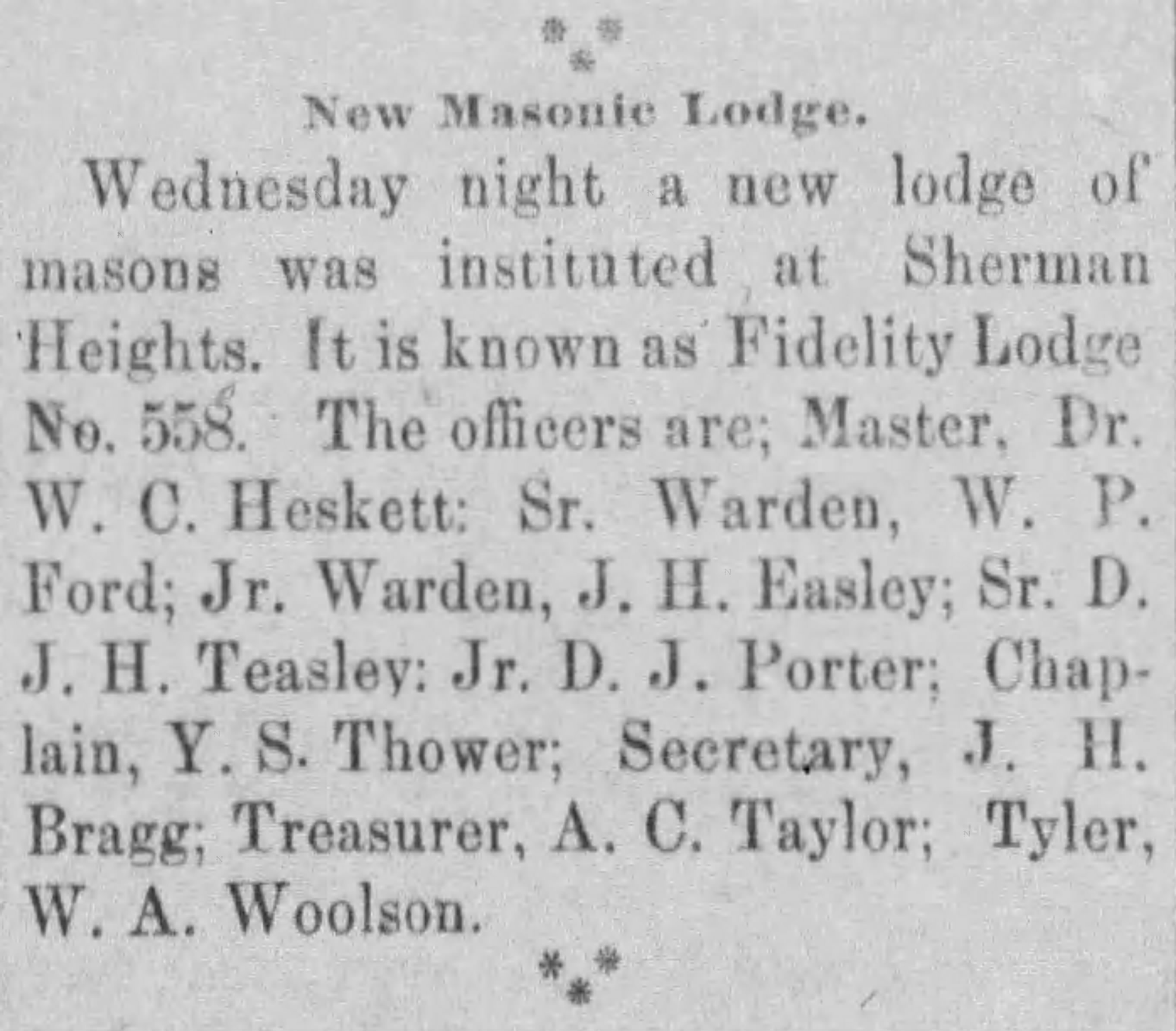 Chattanooga Republican article from March 3, 1891